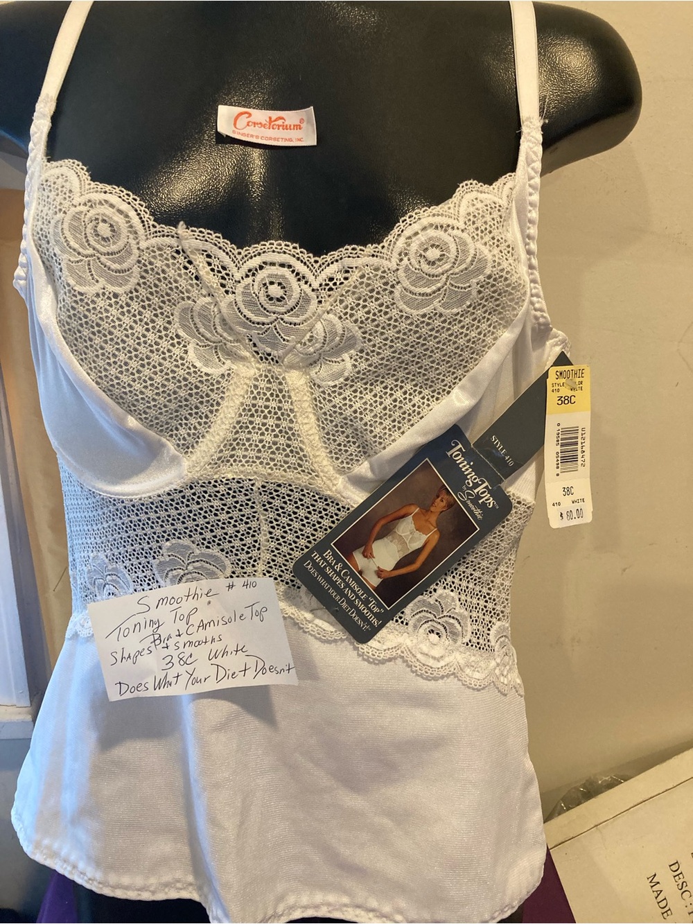 Smoothie Toning Lace Camisole Top - White 38C